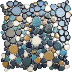 Pt86 Branded Aqua Cobalt Blue Pebble Tile For Stunning Shower Floors And Backsplashes