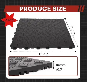 Usy25-0006 Branded 20 Pcs Pvc Garage Floor Tiles 15.7 Inch X15.7 Square Interlocking Rubber Flooring No