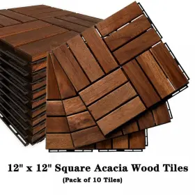 Cxxcp-gi33346w685-te02 Btmway 12 Inch X Square Acacia Wood Interlocking Patio Deck Tile Outdoor Checker