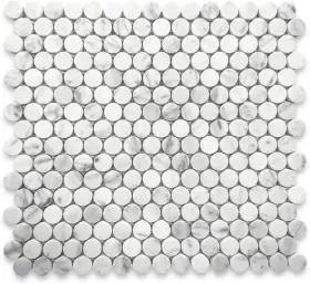 C93xh Carrara Matte Penny Round White Mosaic Carrera Marble Tile Honed 3/4 Inch C93xh Carrara Matte Penny Round White Mosaic Carrera Marble Tile Honed 3/4 Inch