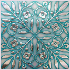 Mswt033658-24 Chartwell Studio 24-pack Of 8 X Inch Wallpaper Tiles For Kitchen Backsplash In Teal And Silver Leav