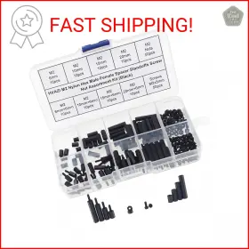 M2nltz180p Chuanyi Hvazi M2 Nylon Hex Male-female Spacer Standoffs Screw Nut Assortment Kit Black