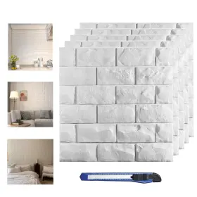 Circloophs 770824351601 11 Pcs 3d Wall Panels Peel And Stick White Brick Printable Faux Paneling Self