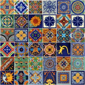 Color Y Tradici N 019962312045 Inch Mexican Tiles 4x4 Handpainted Hundred Pieces Assorted Designs