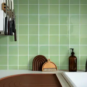 Dhp-st-130 Commomy Thicker Sage Green Peel And Stick Tiles- 10 Pcs Of 12 Inch X - 3d Adhesive Sq