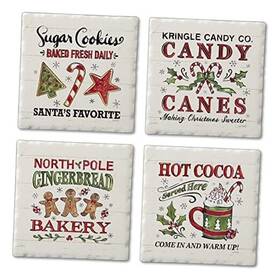 Conimar Group Llc 05-01629 Thirstystone Holiday Treats 4 Pack Assorted Tumbled Tile Stone Coasters With