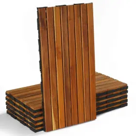 Cortesi Home 194384053445 Diy Interlocking Floor Tiles In Solid Teak Wood Brown 12 X 24 Cortesi Home 194384053445 Diy Interlocking Floor Tiles In Solid Teak Wood Brown 12 X 24