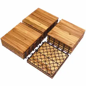 Gx10003 Costway 27 Pieces Acacia Wood Interlocking Patio Deck Tile - Color Natural