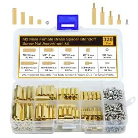 00018 Csdtylh 320pcs M3 Motherboard Standoffs&screws&nuts Kit Hex Gold And Silver