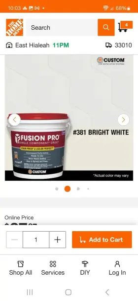 Fpt3811-2t Custom Building Products Fusion Pro Single Component Stain Proof Grout - 381 Gallon New Bright White
