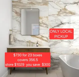 Daltile 193453588475 Wenrose Calacatta Topaz 24 Inch X 48 Polished Porcelain Marble Loo