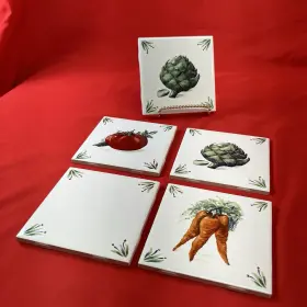Daltile 717877085398 5 - Primavera 4.25 Inch X Decorative Ceramic Tiles / Tomato Carrots Artichokes