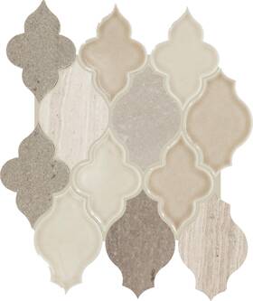 Daltile Da42bldarabsq1p Raine Natural Stone Marble Arabesque Mosaic In Polished Cumulus Grey