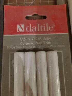Daltile Re-15 3x Bright White 1/2 X 12 Inch Jolly Ceramic Wall Trim Tile 4 Piece Pack