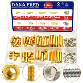 M3-brass Dana Fred 17009 M3 Hex Male Female Brass Spacers Standoff Kit-120pcs