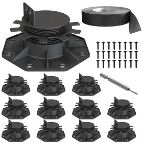 Dk-8002 Deckit 12 Pack Adjustable Deck Support Pedestal High Load Black Dk-8002 Deckit 12 Pack Adjustable Deck Support Pedestal High Load Black