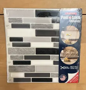 815847 Designer Series 843336014477 Peel And Stick Mosaics Tiles- 4 Sheets Midnight Eclipse #815847 Multi Pack