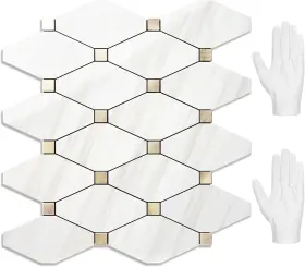 Direct 445001667693 10 Sheets Peel And Stick Backsplash Polished Dolomite Pvc Mixed Metal Gold Kitc
