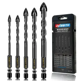 Dkvip-0025 Dkibbith 5 Pcs Masonry Concrete Drill Bit Set For Tile Brick Glass Plastic Wood Tungs