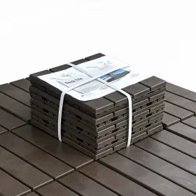 2787-1-36 Domi Outdoor Living Patio Deck Tiles Four Slat Plastic Flooring 36 Pcs One Pack Brown 2787-1-36 Domi Outdoor Living Patio Deck Tiles Four Slat Plastic Flooring 36 Pcs One Pack Brown