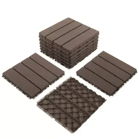 2787-1-36p-r Domi Outdoor Living Pre-owned Patio Deck Tiles Four Slat Plastic Flooring 36pcs One Pack Brown