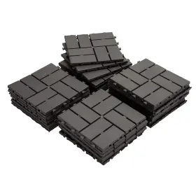 3019-44 Domi Outdoor Living Patio Plastic Deck Tiles 12 Inch X12 Flooring 44 Pcs One Pack Dark Grey