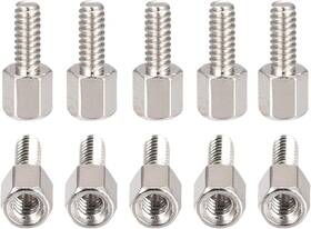 Dtgn 220610 4#-40x5x8mm Dxhlxml - Brass Hex Standoff -100pack- Good Silver