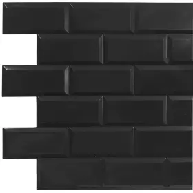 Pg7103-10 Dundee Deco 082056659708 Black Faux Bricks Pvc 3d Wall Panel 3.2 Ft X 1.6 9