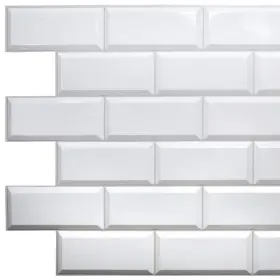 Dundee Deco 082056664375 3d Falkirk Retro Iii 38 Inch X 19 Pearl White Faux Tile Pvc Decorative Wall