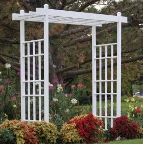 Dura-trel 313101417449 Garden Trellis Vinyl Arbor Pergola White Wedding Climbing Plants Yard Outdoor