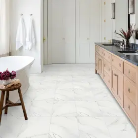 Wonthbdg62 Dureidos Peel And Stick Floor Tile White Marble Look Tiles Waterproof Easy To