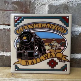 3014a Earthtones Vtg 1999 Grand Canyon Railway Locomotive # 18 Tile Trivet Wall Plaque 3014a Earthtones Vtg 1999 Grand Canyon Railway Locomotive # 18 Tile Trivet Wall Plaque