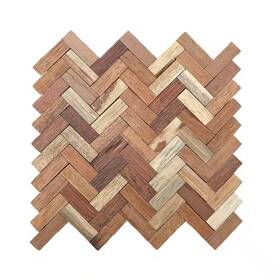 Ekena Millwork 711181814491 11-7/8 Inch X 1/2 Herringbone Boat Wood Mosaic Wall Tile Natural