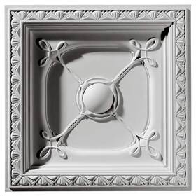 Ekena Millwork Ct24x24co Ceiling Tile 24 Inch X24 Glue Up/nail Up Polyurethane In White