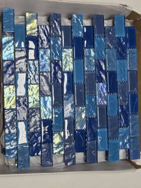 Elysium Mba-37-2031 Peacock Glass Pool Tiles 1x2 Inch 11pc