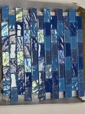 Mba-37-2031 Elysium Peacock Glass Pool Tiles 1x2 Inch 11pc