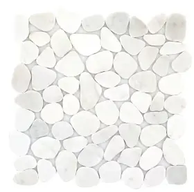 1002980368 Emser Tile Cultura White Honed Tumbled 11.81 In Pebbles Mesh-mounted Mosaic