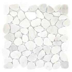 Emser Tile 744110829723 Cultura White Honed And Tumbled 11.81 Inch X 8 Mm Pebbles Mesh-mounte