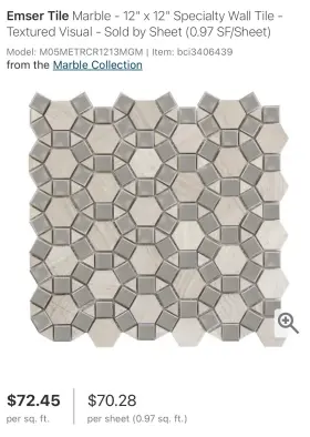 M05metrcr1213mgm Emser Tile M05metr1213mgm Marble - 12 Inch X Specialty Wall Off White