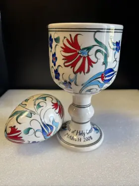 6534 Ephesus Ceramic Hand Made Lot Of 2 - From Turkey Egg And Drinking Chalice 6534 Ephesus Ceramic Hand Made Lot Of 2 - From Turkey Egg And Drinking Chalice