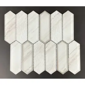 Es Stone 617395141494 6 X 2 Long Hexagon Glass Wall Mosaic Tiles