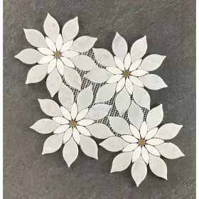 Es Stone 617395142804 Flower Pattern Waterjet Marble Mosaic Wall Tiles - Case 7 Es Stone 617395142804 Flower Pattern Waterjet Marble Mosaic Wall Tiles - Case 7