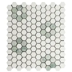Es Stone 617395143948 Thassos White And Ming Green 1 Inch X Marble Honeycomb Mosaic Es Stone 617395143948 Thassos White And Ming Green 1 Inch X Marble Honeycomb Mosaic