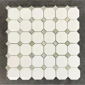 Es Stone 617395144006 2 Inch Octagon With Dot Marble Mosaic Tiles - Case 10 Sheets