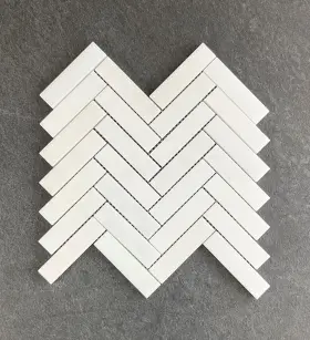 Tw75-10 Es Stone Thassos White 1 Inch X 4 Marble Herringbone Mosaic Wall And Floor -case 10 Sheets