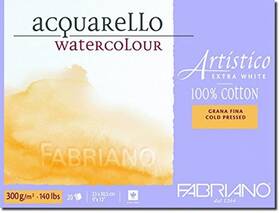 Fabriano 00312330 Artistico 140 Lb. Cold Press 20 Sheet Block 9x12 Inch - Extra White