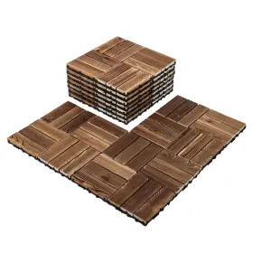 Fahkns 198519113301 10 Pcs Interlocking Deck Tiles 12 Inch X Acacia Wood Waterproof