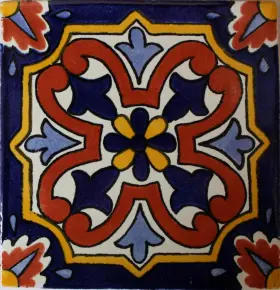 Fine Crafts & Imports 072632611220 6x6 4 Pcs Picota Talavera Mexican Tile