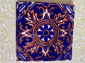 Fine Crafts Imports 072632611299 6 Inch X 2 Pcs Romalio Mexican Clay Tile Handmade Talavera Backsplash Mosaic