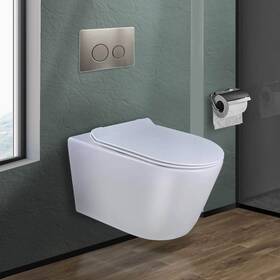 Fine Fixtures 739802086935 In-wall Toilet Combo Set - Tank 2 X 6 Wall White Bowl Satin Nickel R